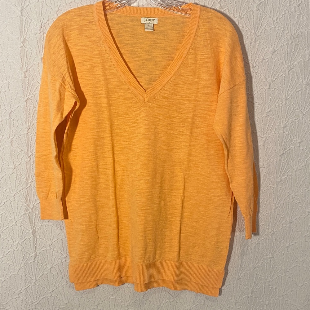 J. Crew Vibrant Orange V-Neck Sweater Spring & Summer Nights Relaxed Spirit